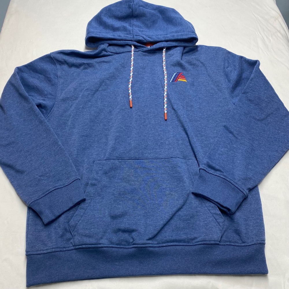 Aldi Gear Mens Medium Blue Heather Logo Graphic Pullover Hoodie Sweatshirt